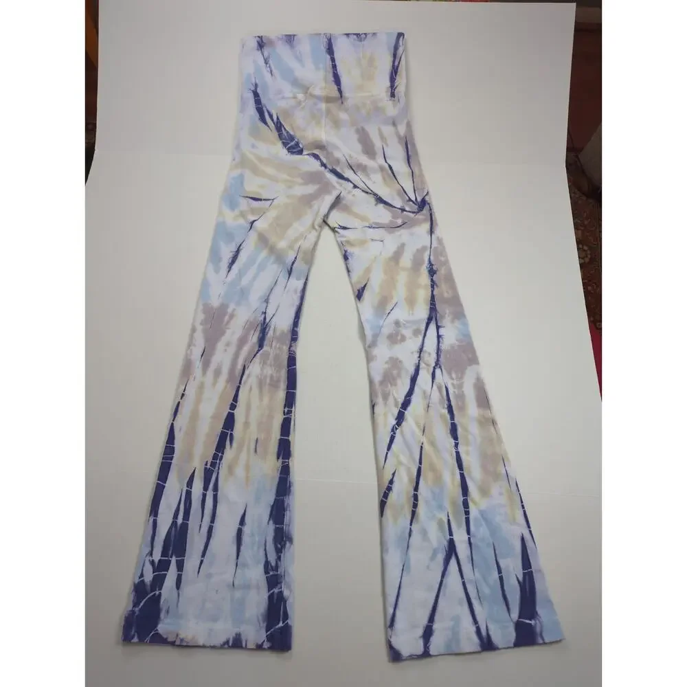 Hard Tail Forever Bootleg Roll Down Pants Small Blue Tan White Tie-Dye W-330 - Picture 2 of 5